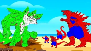 Rescue TEAM Godzilla & KONG From SHARKZILLA RADIATION : Who Will Win| Godzilla Cartoon Compilation