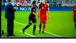 Jordi Alba Throws Ball at Arjen Robben's Face (Bayern Munich vs Barcelona) 04.23.2013