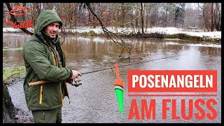 Eiskaltes Vergnügen - Christian angelt mit der Pose am Fluss