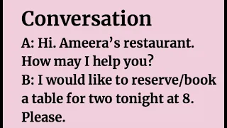 CONVERSATION ABOUT BOOKING A RESTAURANT