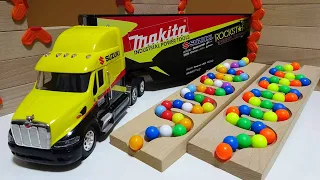 Marble Run Race ☆ HABA Slope & Retro Makita Truck, Garbage Truck Long Version #53