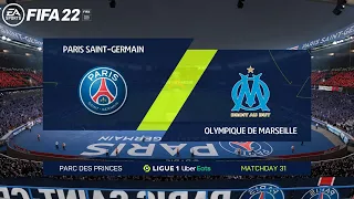 FIFA 22 PSG vs Olympique de Marseille - Ligue 1 Uber Eats - Gameplay PC FULL HD