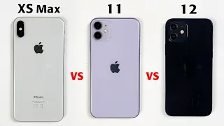 iPhone XS Max vs iPhone 11 vs iPhone 12 SPEED TEST in 2022 ⚡️| iOS 16.1😱