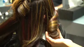 Hair Highlight | Copper Red & Blonde Hair Highlights | Brown Hair Color | Hair Color Techniques