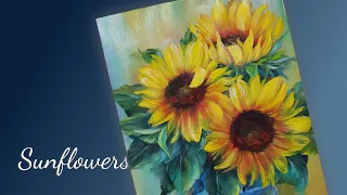 해바라기 그리기 / how to paint sunflowers / Oil Painting Flowers / Easy painting sunflower