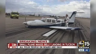 Small plane makes belly landing in Tucson