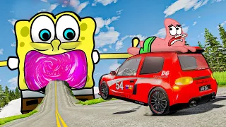 Patrick Crushing Giant Spongebob vs Portal Trap With Slide Colors | BeamNG Drive - Woa Doodland