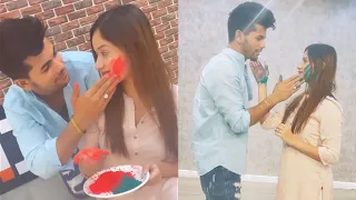 Siddharth Nigam & Jannat Zubair Sweet Moment Playing Holi Together