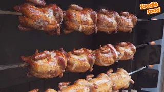 참나무로 1시간 40분 구워낸 누룽지통닭 / 훈제통닭 슬로우푸드 / korean smoked chicken / korean street food