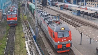 "Новенький Ермачок!" Электровоз 2ЭС5К-577 с коротким грузовым поездом