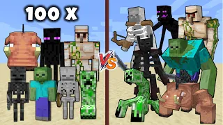 Every Mutant Mob vs 100 of its Normal Minecraft Mobs - Mutant Creatures vs 100 Mobs