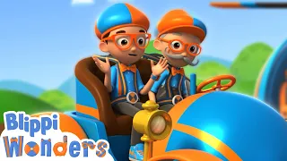 Blippi & Pops Driving in their Car! | Blippi Wonders | Learn ABC 123 | Fun Cartoons Songs and Rhymes