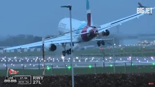 Planes struggling to land during Storm Nelson at Heathrow Airport