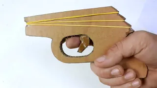How to Make Rubber Band Gun pistol from Cardboard / Tutorials from Cardboard / DIY Gun with TEMPLATE