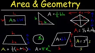 Area of a Rectangle, Triangle, Circle & Sector, Trapezoid, Square, Parallelogram, Rhombus, Geometry