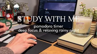 4-HR STUDY WITH ME 🕯️☔️ pomodoro 50/10, rainy night & deep focus ⏳ timer + alarm, real time