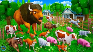 Farmyard Heroes: Giant Monster Bison vs Farm Animals Unity | Cow Buffalo Sheep Dog Cat Hen Pig