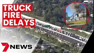 Truck fire causes major delays on Warrego Highway on Monday  | 7NEWS
