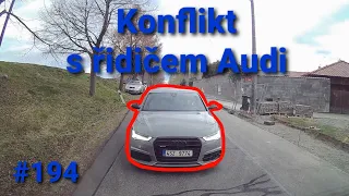 Konflikt s řidičem Audi, jízda v protisměru,  nebezpečné předjíždění, atd. Dashcam kompilace #194