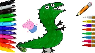 GEORGE PIG DINOSAUR EASY DRAWING AND COLORING PEPPA PIG