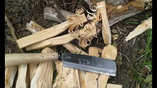 Wood splitting with the Japanese Nata hatchet