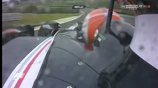 Bruno Senna onboard crash with Sebastian Vettel and Sergio Perez Brazilian GP 2012