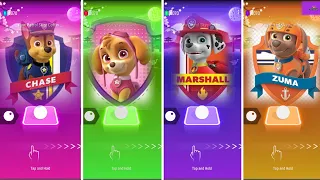 Chase 🆚 Skaye 🆚 Marshall 🆚 Zuma | Paw Patrol Team. 🎶 Who Is Best Tiles Hop EDM Rush 🎶🏆