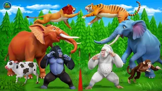 Wild Animal Battles Royale! Gorilla vs Lion vs Tiger vs Wolf vs Elephant | Animal Fights 1 Hr Movie