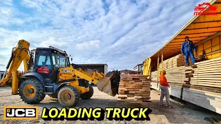 JCB 3CX - ⚠ Loading Wood Truck for Export to Turkey 🚜😉 4K