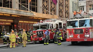 FDNY Operates On Scene Of High Levels Of CO2 In A Hotel On 7th Ave In Midtown, Manhattan, New York