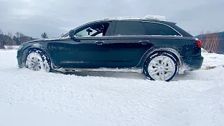 Audi A6 allroad 3.0 BiTDI (320 hp) Driving & Playing in Late Spring Fresh Snow | POV | (4K60FPS)