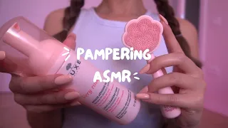 ASMR Pampering You For Sleep💗Tingly Skincare, Scalp Massage, Brushing hair (Layered Sounds)