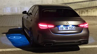 Mercedes C-CLASS 2022 night DRIVE - CRAZY DIGITAL lights demonstration on the road & safety systems