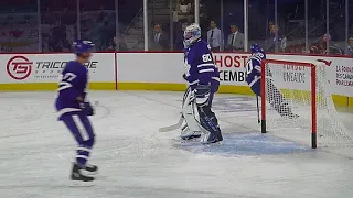 Toronto Maple Leafs rookie goalie Zachary Bouthillier warms up 9/8/18