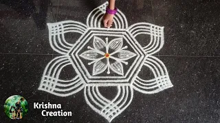 Thai madham simple padi kolam | 5x3 dot easy simple kolam | pandaga muggulu | Beautiful rangoli