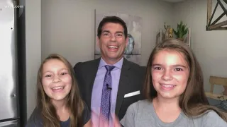 Dave Chudowsky's daughters wake up early for surprise appearance