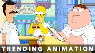 Peter Griffin Meets Homer Simpson and Bob Belcher