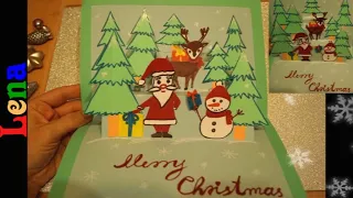 🎄 DIY Weihnachtskarte basteln mit Lena 🎁 How to make 3D Pop Up Christmas Greeting Card DIY Tutorial