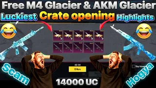 😱Free M4 Glacier & AKM Glacier Crate Opening Funny Highlights🔥| BGMI Crate Opening Winter Crate🥶|