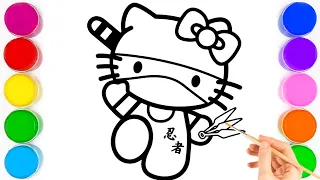 Ninja Hello Kitty Drawing, Painting, Coloring for Kids and Toddlers