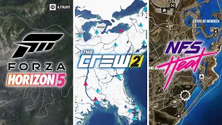 Forza Horizon 5 vs The Crew 2 vs NFS Heat | Map Comparison
