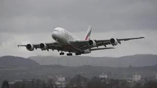 #StormKathleen GLASGOW AIRPORT EXTREME WIND, lots of go arounds, double A380 go around - 6/4/24