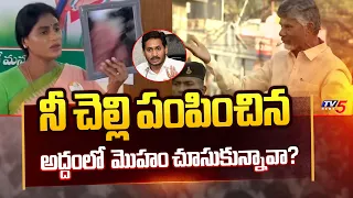 అద్దంలో  మొహం చూసుకున్నావా? | Chandrababu Reacts on YS Sharmila Gifted Mirror to CM YS Jagan | TV5