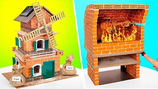 Manualidades asombrosas para cocinar con miniladrillos || Horno y molino en miniatura