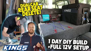 DIY Dual Cab Ute Rear Storage Build - Rear Seat Delete + 12V Lithium Setup!