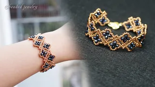 How to make crystal bracelet with seed beads and rondelle beads. Jewelry making