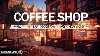 Springtime Street & Calm Spring Jazz Music at Outdoor Coffee Shop Ambience for Relax, Good Mood