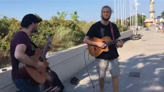 Rodrigo y Gabriela, Diabolo Rojo (Enyp Guitar-Duo cover) - busking the Streets of Rostock, Germany