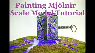 How to paint Thor's Hammer Mjölnir 3D printed model using water-based metallics & weathering effects