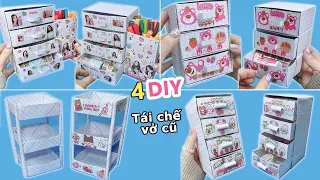 [Tái chế vở cũ] 4 Cách làm tủ mini decor bàn học bằng giấy học sinh/ DIY craft/Liam Channel